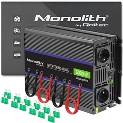 Converter Qoltec Monolith 6000 MS Wave / 12V to 230V / 3000/6000W / USB