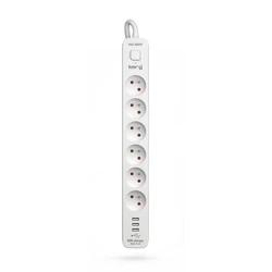 Πολύπριζο Kerg with circuit breaker-6 sockets 3USB 16A 1.5m