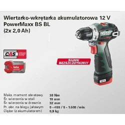 Δραπανοκατσάβιδο Metabo 12V 38Nm 2x2,0Ah BS BL 12