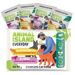 Υγρή Τροφή Γάτας Animal Island Everyday Veal and poultry with liver 4 x 85g