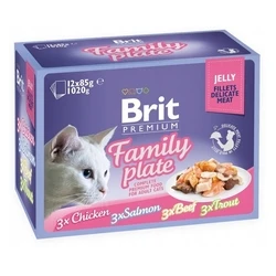 Υγρή Τροφή Γάτας Brit Premium Family Plate Fillets in Jelly Mix of Flavors 12x85g