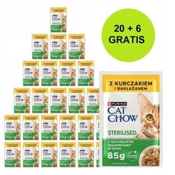 Υγρή Τροφή Γάτας Purina Cat Chow Sterilised with chicken and eggplant in sauce 26x85g (20 + 6 GRATIS)