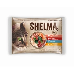 Υγρή Τροφή Γάτας Shelma Rich in salmon, cod, beef and chicken 4x85g