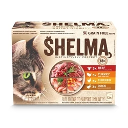 Υγρή Τροφή Γάτας Shelma with turkey, duck, chicken and beef in sauce 12x85g