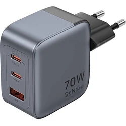 Φορτιστής Πρίζας Vention 70W GaN PD 1x USB-A 2x USB-C BK