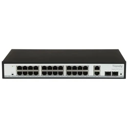 Tiandy POE Switch TC-P3S028 (SPEC:G/2422/AT/280) — 24-Port Gigabit PoE with 2×RJ45 Uplink and 2×Gigabit SFP