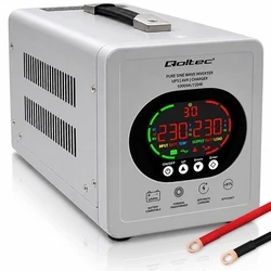 Qoltec UPS Pure Sine Wave 1000VA / 720W | 12V→230V Inverter with AVR, LCD | LiFePO4 AGM GEL compatible
