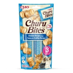 INABA Churu Bites Κοτόπουλο με Τόνο και Χτένια - λιχουδιές για γάτες - 3x10 g