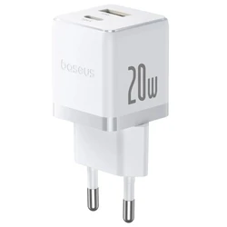 Baseus Palm Universal Λευκό 20W Φορτιστής Τοίχου (USB-C PD + USB-A QC)