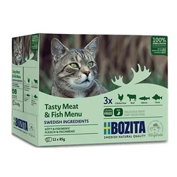 BOZITA Tasty meat & fish menu σε ζελέ - Υγρή τροφή για γάτες 12x85g