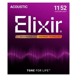 Elixir Strings 11027 Custom Light NW - Χορδές ακουστικής κιθάρας (11-52) - Elixir