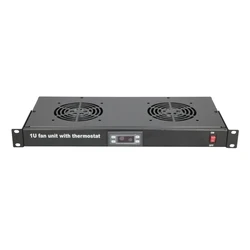 Extralink Fan Panel 19" – Πάνελ ανεμιστήρων Rack 1U με 2 ανεμιστήρες και θερμοστάτη, Μαύρο