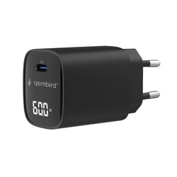 Gembird TA-UC-1C-PD60LCD-01-BK 60W USB Type-C γρήγορος φορτιστής με LCD (μαύρο)
