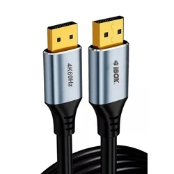 iBox καλώδιο DisplayPort 2 m 4K 60Hz χρυσοί ακροδέκτες (Μαύρο/Ασημί)