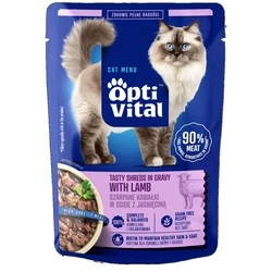 OPTIVITAL Tasty shreds in gravy with lamb - wet cat food - 85 g