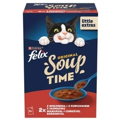 PURINA Felix Original Soup Time Box Beef, Lamb, Chicken - Wet Cat Food - 6x48g