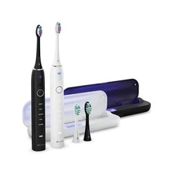 TrueLife SonicBrush Clean70 UV Duo Ηλεκτρική Ηχητική Οδοντόβουρτσα (2 τεμάχια) – Μαύρο / Λευκό