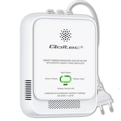 Qoltec 52576 Carbon Monoxide (CO) Detector Alarm 85 dB with LED