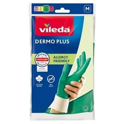 Γάντια Vileda Dermo Plus M, Πράσινα, Νιτρίλιο με βαμβακερή επένδυση, 2 τεμάχια