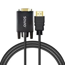 Savio CL-197 HDMI Cable HDMI Type A (Standard) to VGA Male, 1.8 m, Black