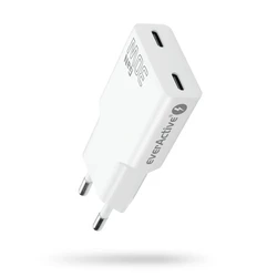 Φορτιστής everActive SUPER SLIM 2 x USB‑C Quick Charge 4+ 30W λευκό (SC-385Q)