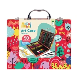 HappiHobbi Deluxe Σετ Ζωγραφικής σε Βαλιτσάκι Ξύλινο 26x20cm με 100 Αξεσουάρ (1038-82060)