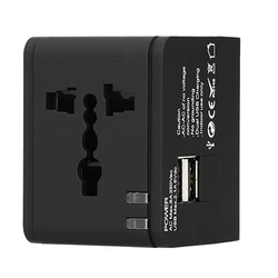 Αντάπτορας Πρίζας Lamtech Universal Travel with 2 USB PORTS AC 6A Black