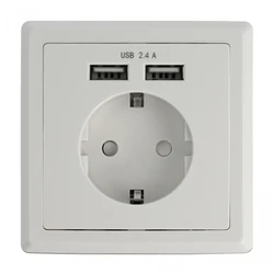 Πρίζα Ρεύματος Delock 11471, 2x USB, 2.4A, λευκός