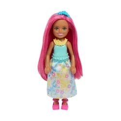 Mattel Barbie Chelsea Κούκλα με Φλοράλ Μπλε Φόρεμα και Ροζ Μαλλιά