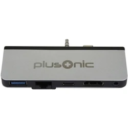 Docking Station Plusonic for Surface Go, 5in1: USB 3.0/RJ45 Gigabit-Ethernet/Type-C/HDMI/AUX