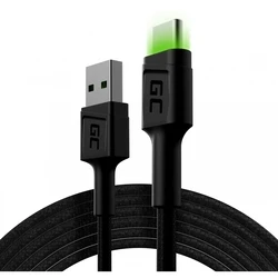 Καλώδιο USB Green Cell USB-C > USB-A 2.0 (ST-ST) 2m LadeCable LED Black