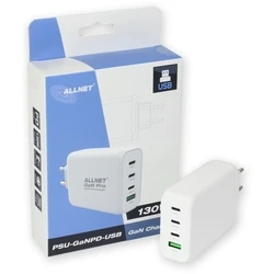 Φορτιστής Πρίζας Allnet QC USB-C PD GaN 130Watt 1x USB Typ-A QC 3x USB Typ-C