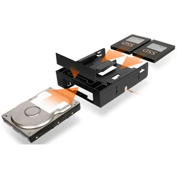 Πλαίσιο Για Σκληρούς Δίσκους Icy Dock MB343SP Front Panel Adapter3.5 "to 5.25" Black | Flex-Fit Trio