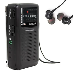 Portable Radio AIWA Pocket Radio with Earphones Black