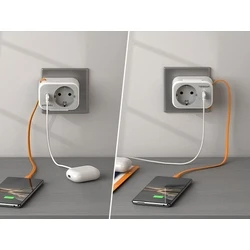 Πρίζα Tessan 3 IN 1 WALL SOCKET 1xSCHUKO, 1xUSB, 1xTYPE-C CABLE 15CM