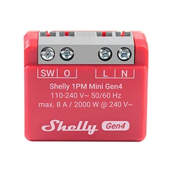 Ενδιάμεσος Διακόπτης Shelly relay "1PM Mini Gen4" WLAN BT Matter Zigbee measuring function max 8A 1 ​​channel flush-mounted