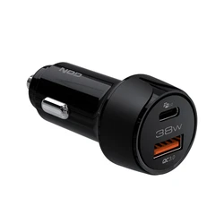 Φορτιστής Αυτοκινήτου Nod Universal USB-A QC3.0 & USB-C PD3.0 38W, σε μαύρο χρώμα.