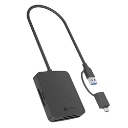 Card Reader Icy Box Ib-Cr302-Cu3 Με Ενσωματωμένο Καλώδιο Usb 3.2 Gen 1x1 Type-A/Type-C