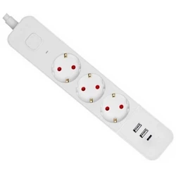 Πολύπριζο Entac 3 Θέσεων με Διακόπτη D2 1.5m 2xUSB-A x 1xUSB-C 3G1.5