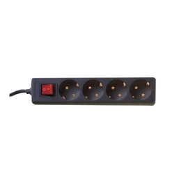 Power strip 4 sockets 1.5 m with switch - Black (KF-B-04KA)