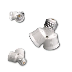 E27 Socket Adapter White - E27 to 2×E27
