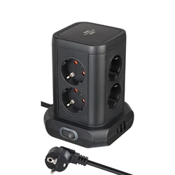 Brennenstuhl 8-socket tabletop tower power strip with 2x USB-A and 1x USB-C and switch (1153560010)