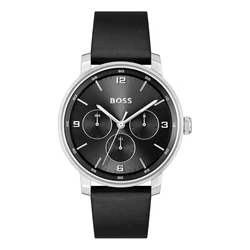 Boss Contender Ανδρικό Ρολόι 44mm Χρονογράφος Μαύρο Δερμάτινο Λουράκι 1514125