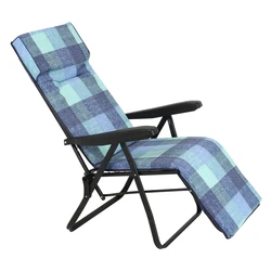 6-Seat Armchair with Black Frame and Blue Checkered Cushion - ESCAPE (Model 15746)