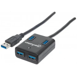 USB Hub Manhattan USB 3.0 Black 4 Θυρών