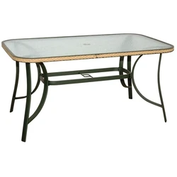 Velco Aluminum Garden Table Anthracite with Glass Top & Parasol Hole - L120 x W70 x H71 cm