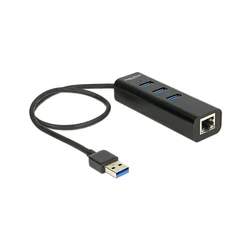 USB Hub Delock USB 3.0 1x Gigabit LAN 3 Θυρών