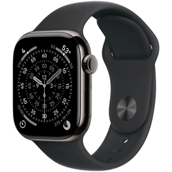 Apple Watch Series 11 GPS + Cellular 42mm Slate Titanium Case | Black Sport Band - S/M