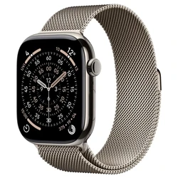 Apple Watch Series 11 GPS + Cellular 46mm Natural Titanium Case | Natural Milanese Loop - M/L
