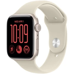 Apple Watch SE 3 Cellular Aluminium 44mm Αδιάβροχο με eSIM και Παλμογράφο (Starlight Aluminium Case with Sand Sport Band - M/L)